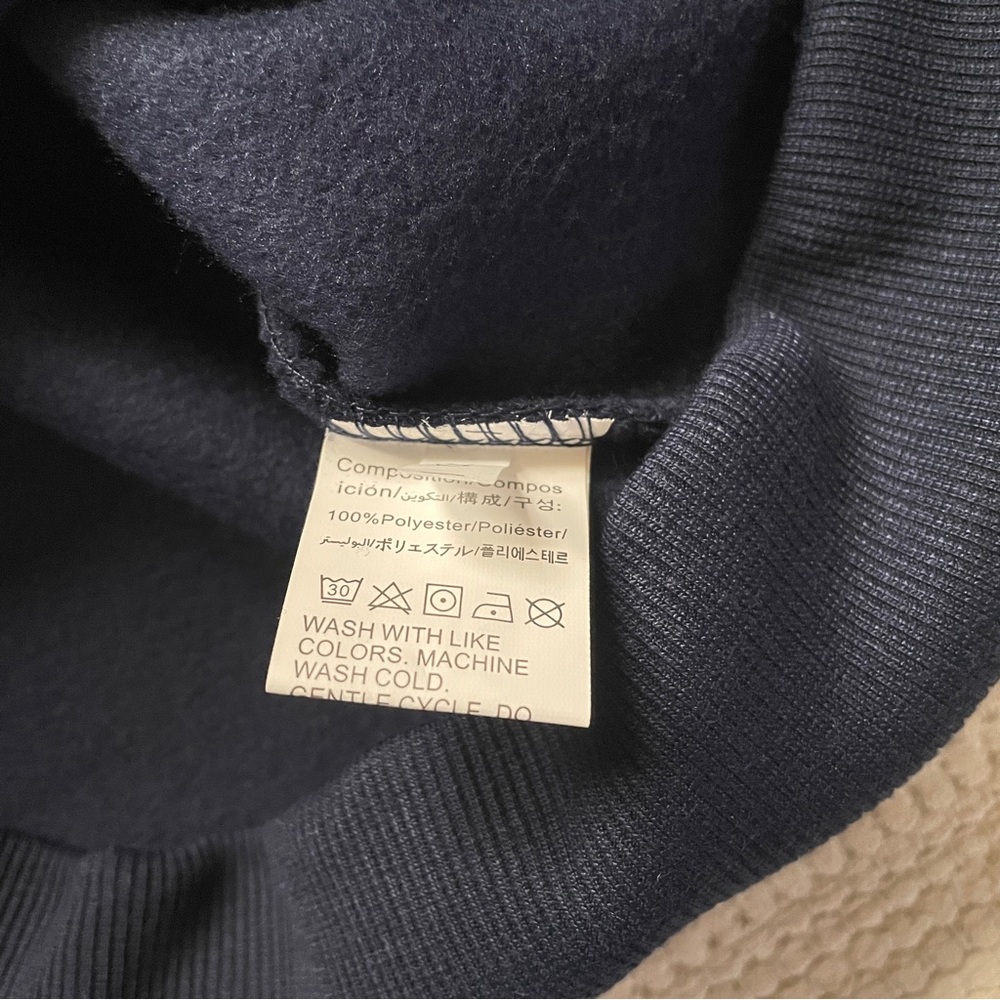 Full Zip Drawstring Hoodie Unisex Navy Blue Size S - Picture 3 of 7